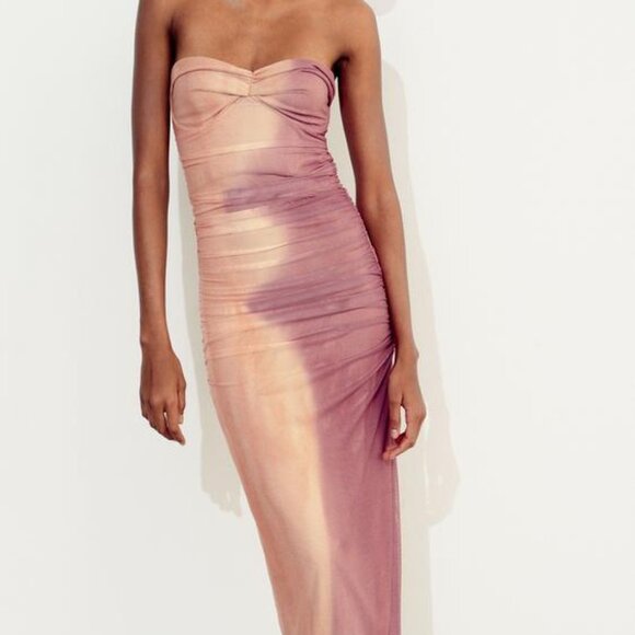 NWT SHADES OF PINK PRINTED TULLE DRESS - Picture 8 of 13